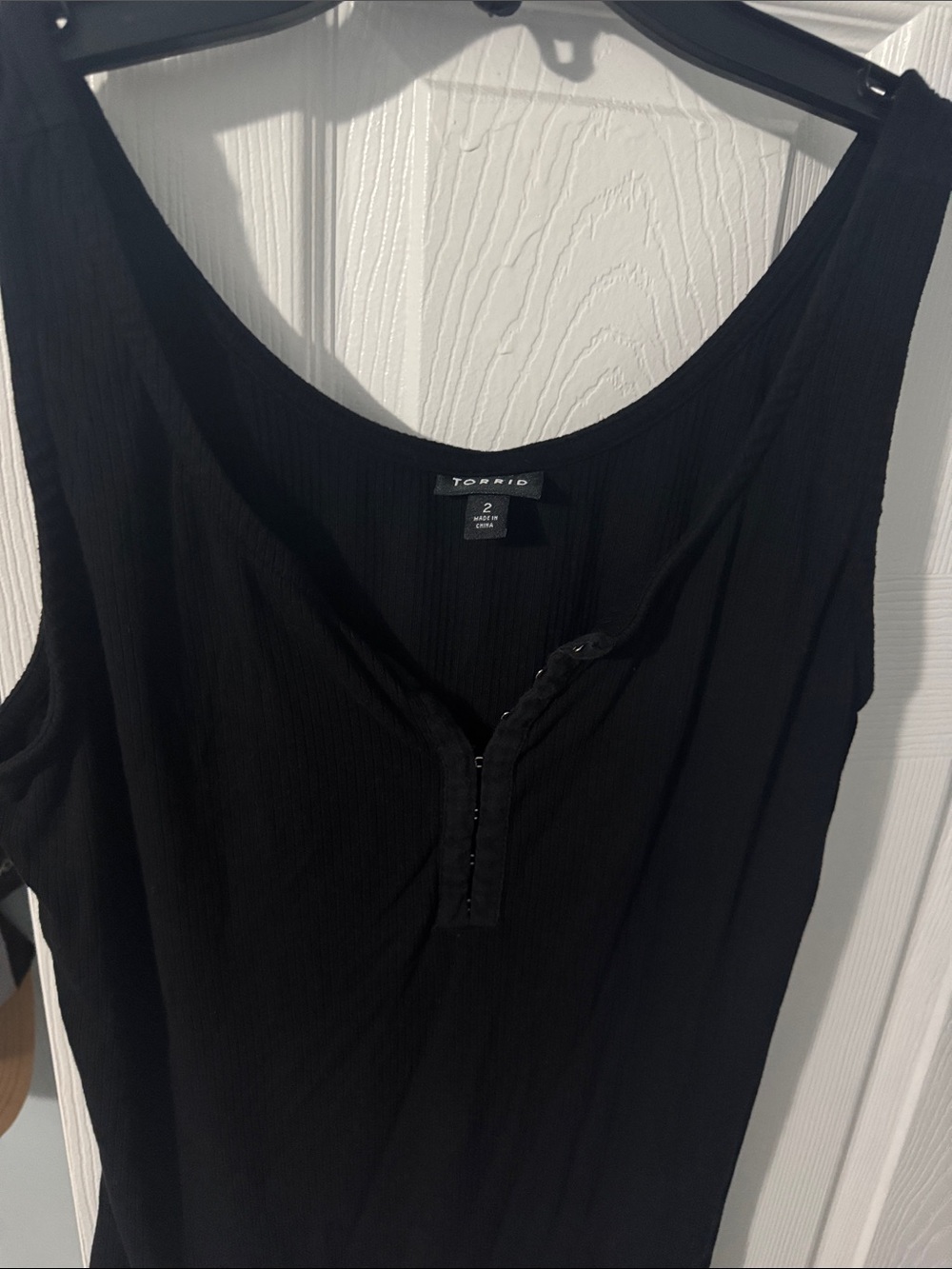 torrid Black Ribbed Henley Tank